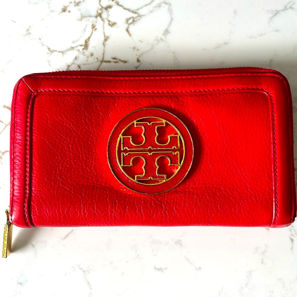 Tory Burch red leather wallet